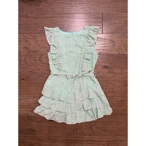 She+Sky Floral Romper Skirt Women Small Mint Green Ruffle Tiered Open Back Boho